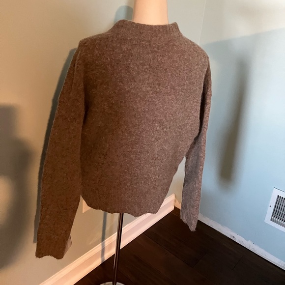 Madewell Women’s Crop Pink/Cream/Brown Alpaca Wool Blend 1/2 Zip Sweater S - Picture 4 of 11